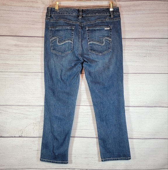 WHITE House Black Market Blanc Crop Leg Jeans Blue Size 8 - Picture 2 of 4
